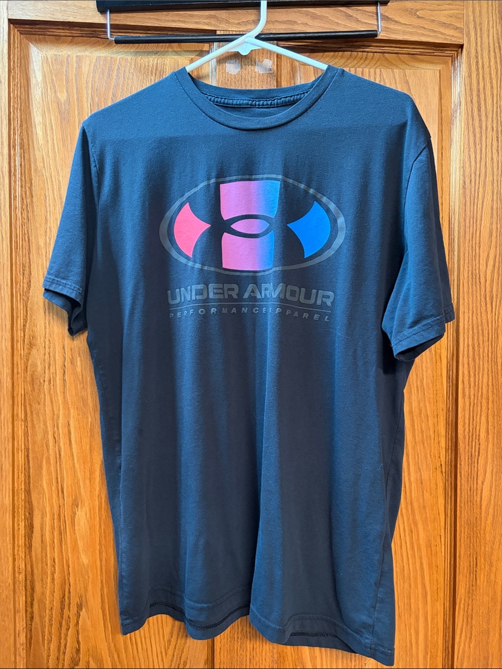 Under Armour Black Performance Tee with Pink & Blue Logo